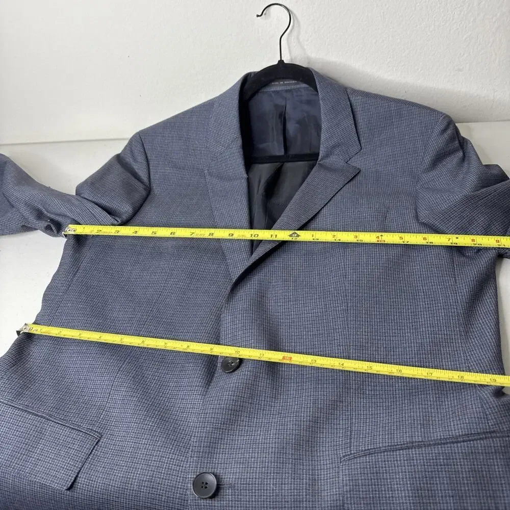 Hugo Boss Wool 42R Lanificio Tesse Super 100 Gray Plaid Blazer Sport Coat Suit